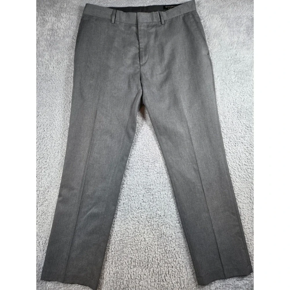 Banana Republic Dress Pants 33x30‎ Gray Mens Tailored Slim Flat Front Trousers